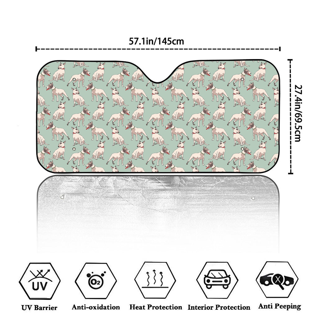 Laurel Green Bull Terrier Pattern Print Car Windshield Sun Shade