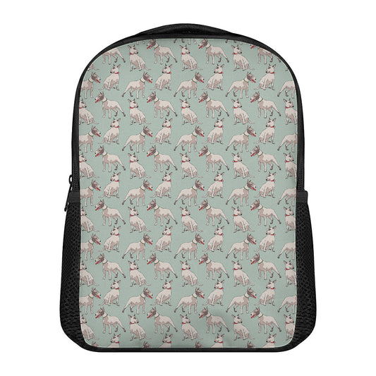 Laurel Green Bull Terrier Pattern Print Casual Backpack