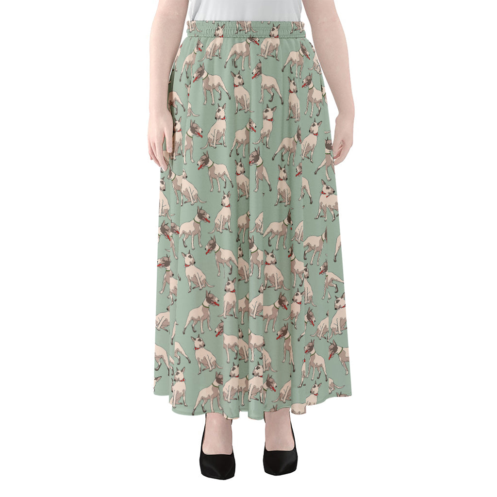 Laurel Green Bull Terrier Pattern Print Chiffon Maxi Skirt