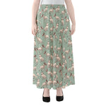 Laurel Green Bull Terrier Pattern Print Chiffon Maxi Skirt