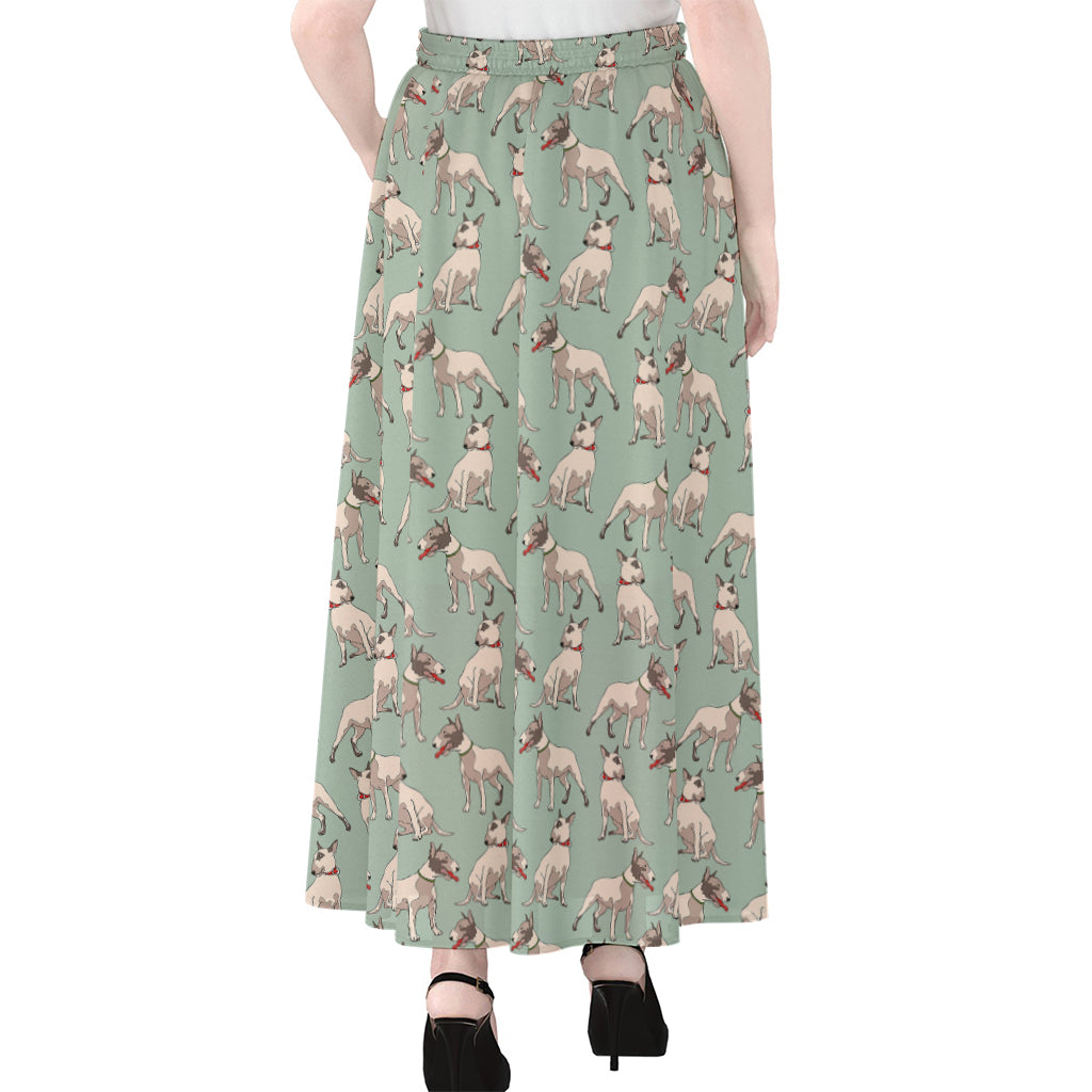 Laurel Green Bull Terrier Pattern Print Chiffon Maxi Skirt