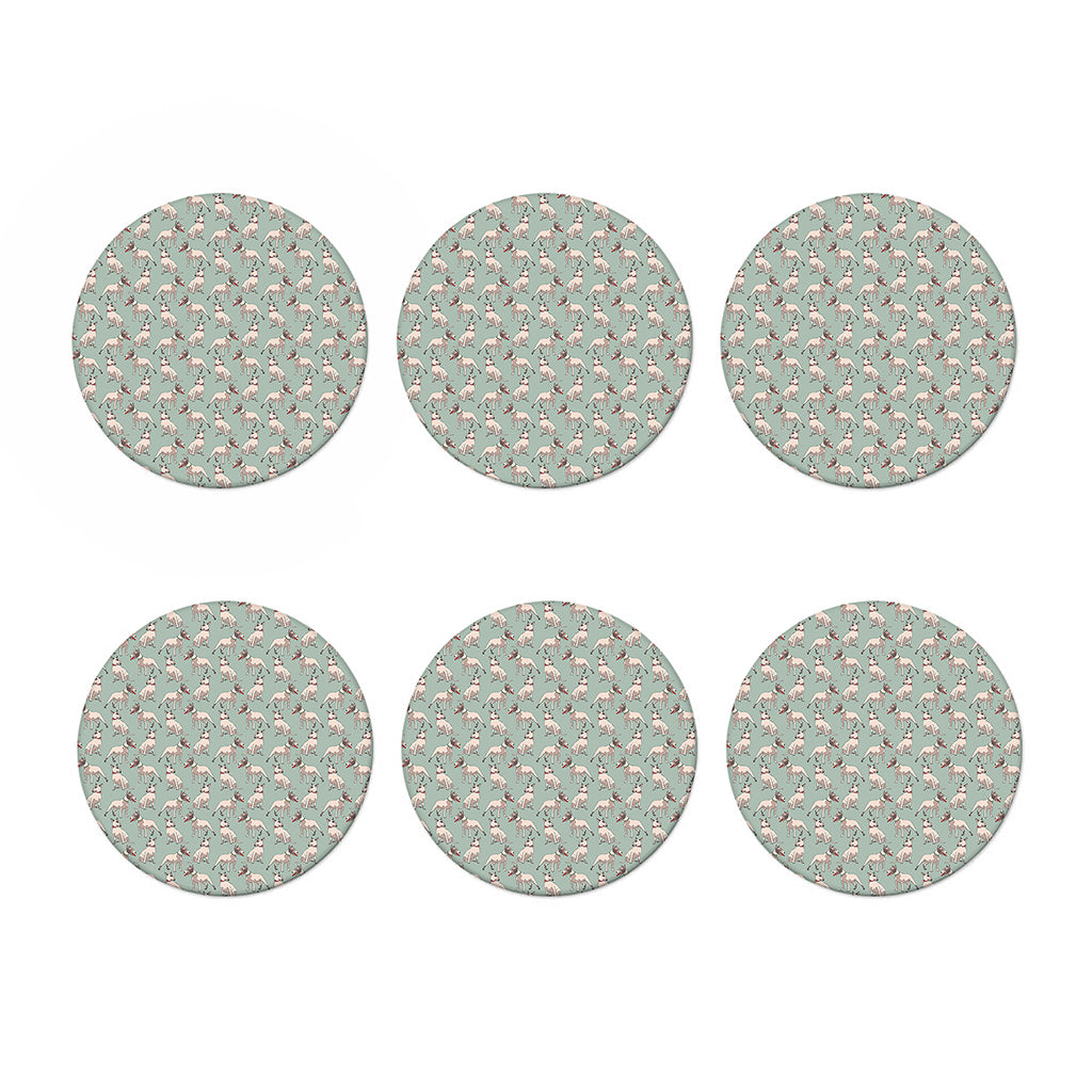 Laurel Green Bull Terrier Pattern Print Coaster Set
