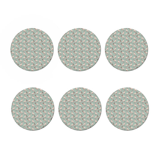 Laurel Green Bull Terrier Pattern Print Coaster Set