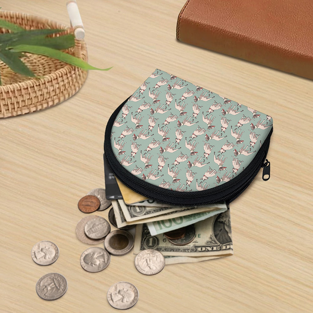 Laurel Green Bull Terrier Pattern Print Coin Purse