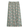 Laurel Green Bull Terrier Pattern Print Cotton Front Slit Maxi Skirt