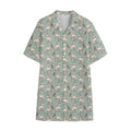 Laurel Green Bull Terrier Pattern Print Cotton Hawaiian Shirt