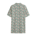 Laurel Green Bull Terrier Pattern Print Cotton Hawaiian Shirt