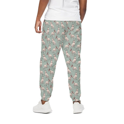 Laurel Green Bull Terrier Pattern Print Cotton Pants