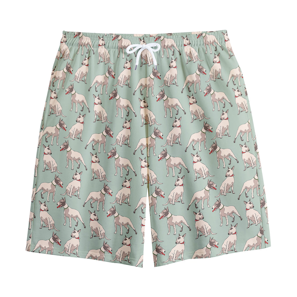 Laurel Green Bull Terrier Pattern Print Cotton Shorts