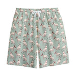 Laurel Green Bull Terrier Pattern Print Cotton Shorts