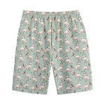 Laurel Green Bull Terrier Pattern Print Cotton Shorts