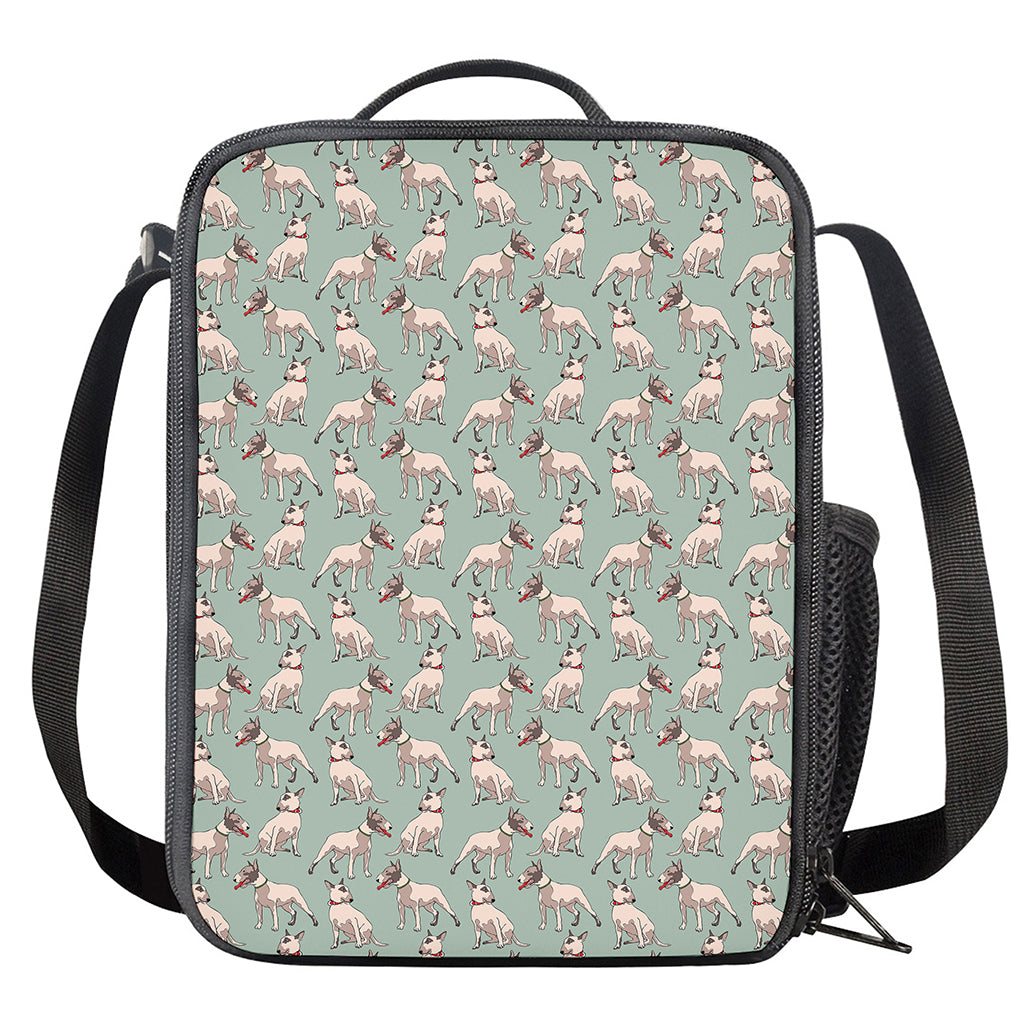 Laurel Green Bull Terrier Pattern Print Crossbody Lunch Bag