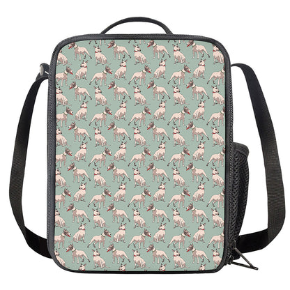 Laurel Green Bull Terrier Pattern Print Crossbody Lunch Bag