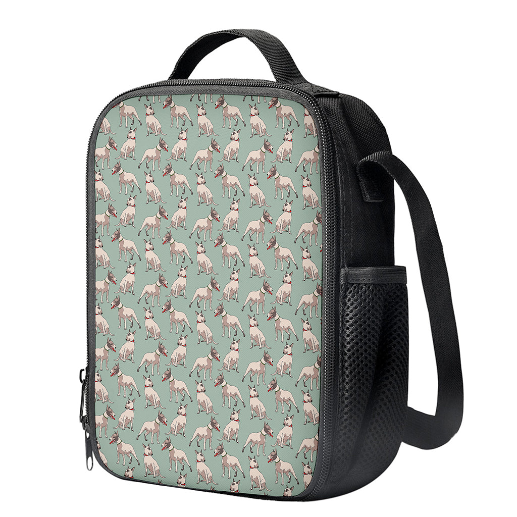 Laurel Green Bull Terrier Pattern Print Crossbody Lunch Bag