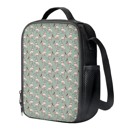 Laurel Green Bull Terrier Pattern Print Crossbody Lunch Bag