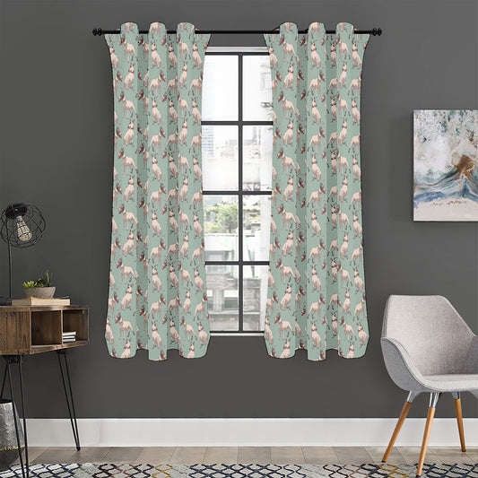 Laurel Green Bull Terrier Pattern Print Curtain