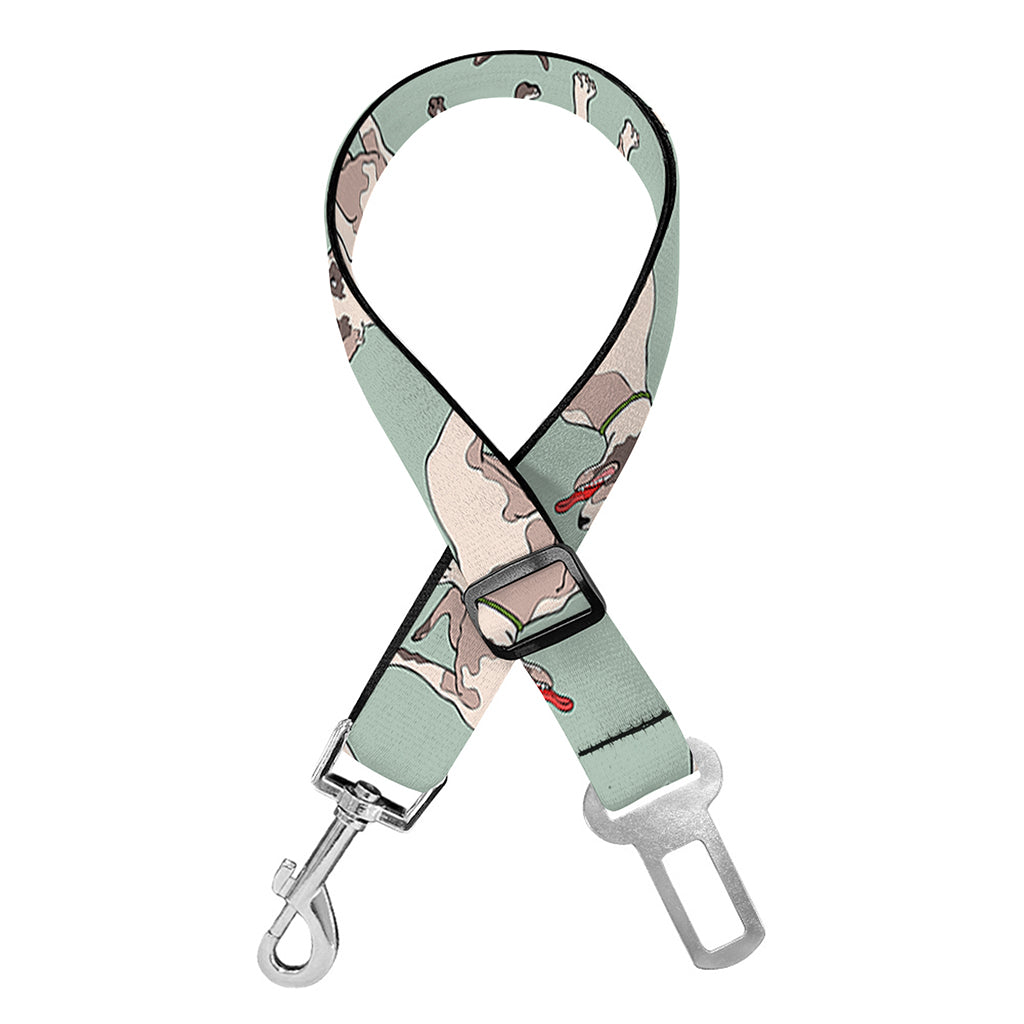 Laurel Green Bull Terrier Pattern Print Dog Seat Belt
