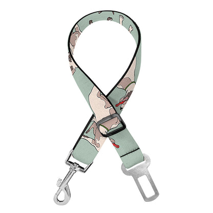 Laurel Green Bull Terrier Pattern Print Dog Seat Belt