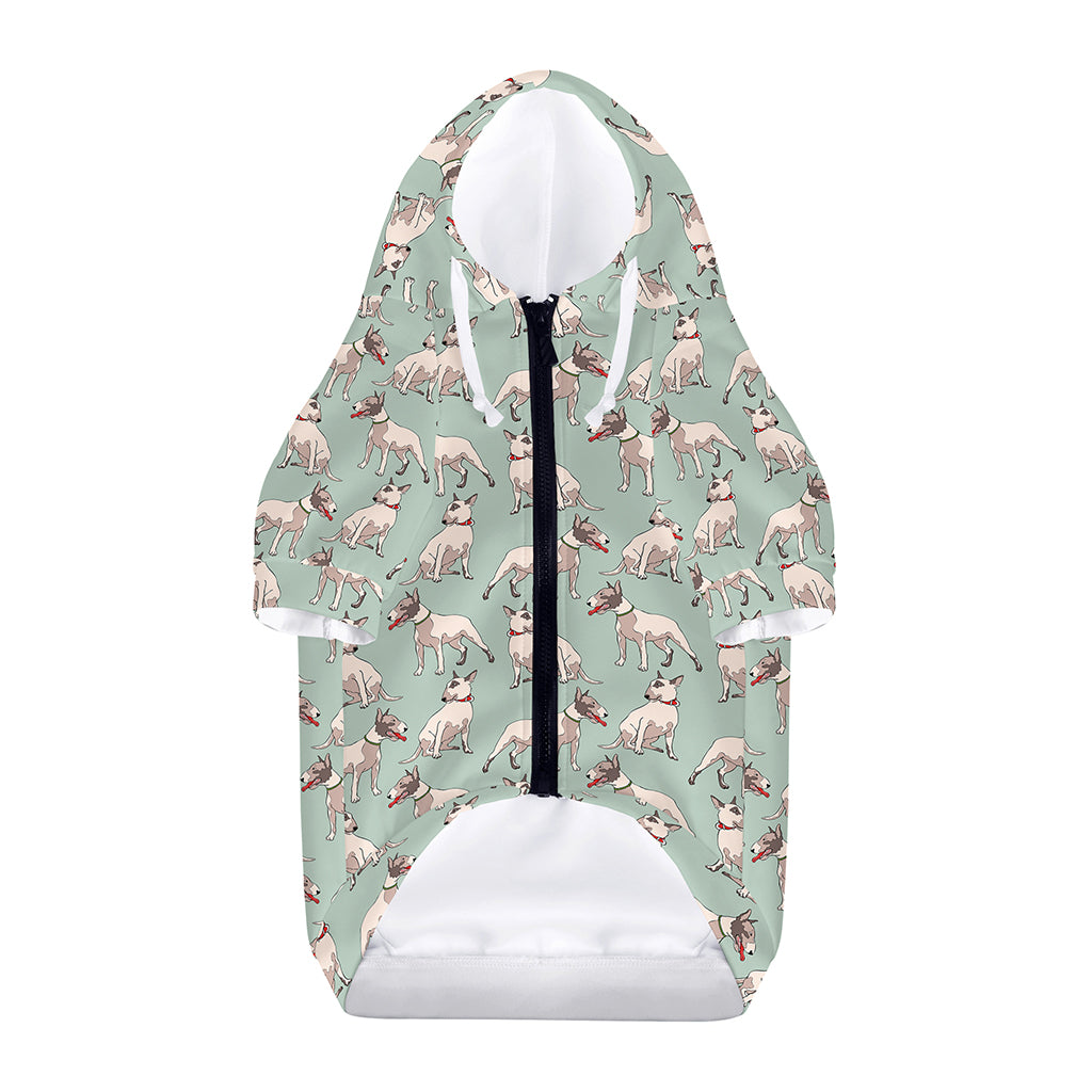 Laurel Green Bull Terrier Pattern Print Dog Zip Up Hoodie