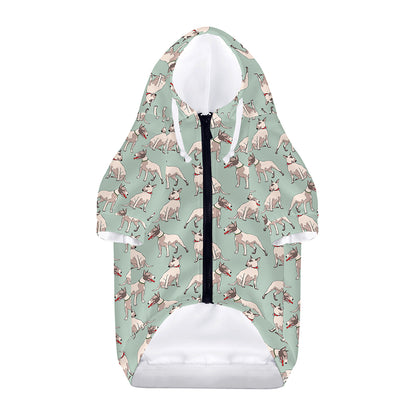 Laurel Green Bull Terrier Pattern Print Dog Zip Up Hoodie