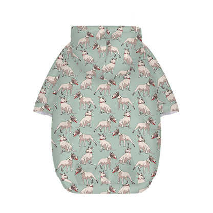 Laurel Green Bull Terrier Pattern Print Dog Zip Up Hoodie