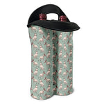 Laurel Green Bull Terrier Pattern Print Double Neoprene Wine Tote