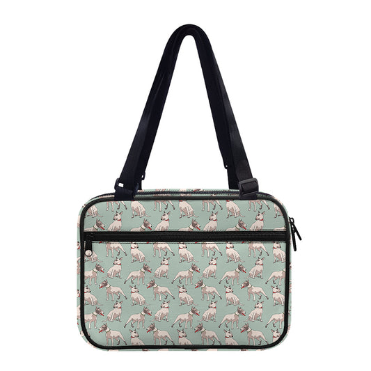 Laurel Green Bull Terrier Pattern Print Double Strap Bible Bag