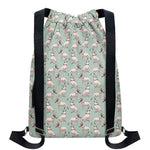 Laurel Green Bull Terrier Pattern Print Drawstring Backpack