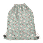 Laurel Green Bull Terrier Pattern Print Drawstring Bag
