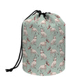 Laurel Green Bull Terrier Pattern Print Drawstring Makeup Bag