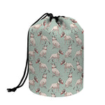 Laurel Green Bull Terrier Pattern Print Drawstring Makeup Bag