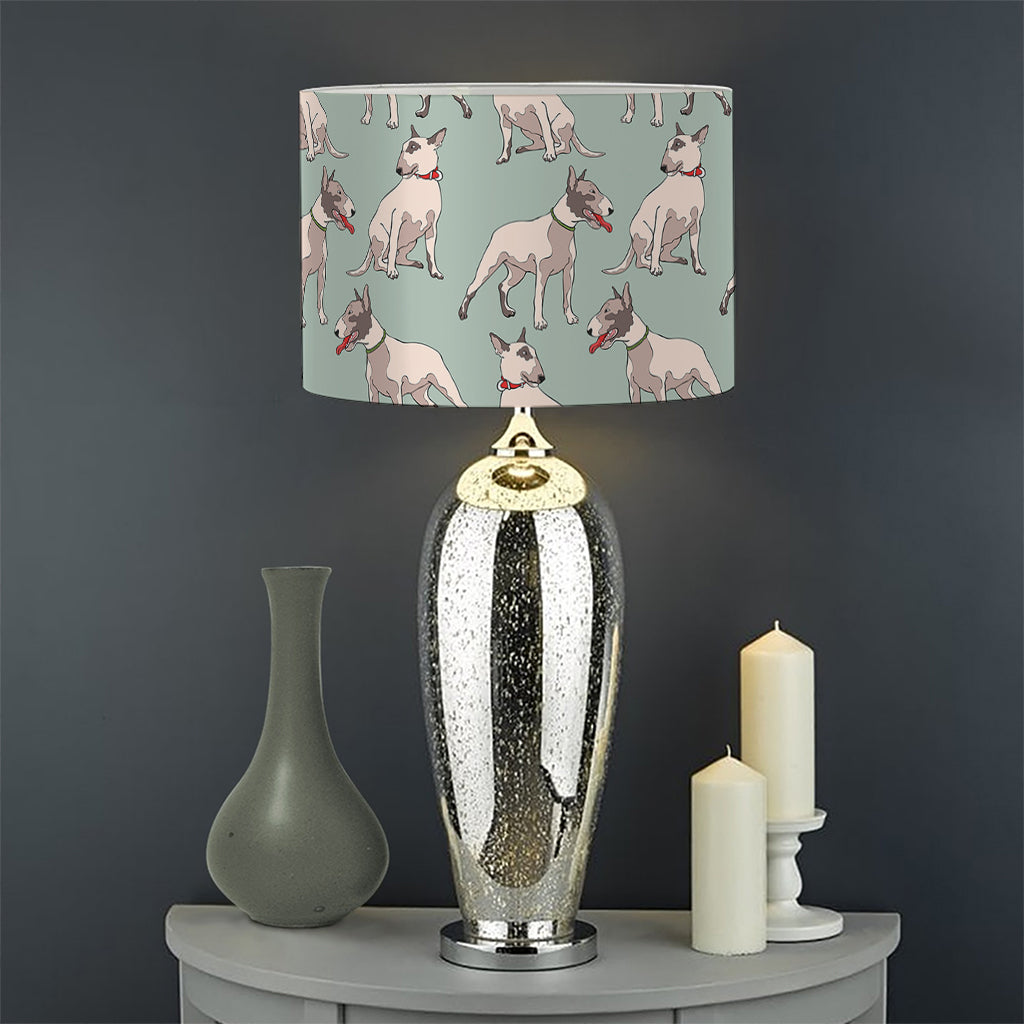 Laurel Green Bull Terrier Pattern Print Drum Lamp Shade