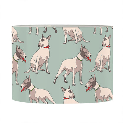 Laurel Green Bull Terrier Pattern Print Drum Lamp Shade