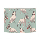 Laurel Green Bull Terrier Pattern Print Drum Lamp Shade