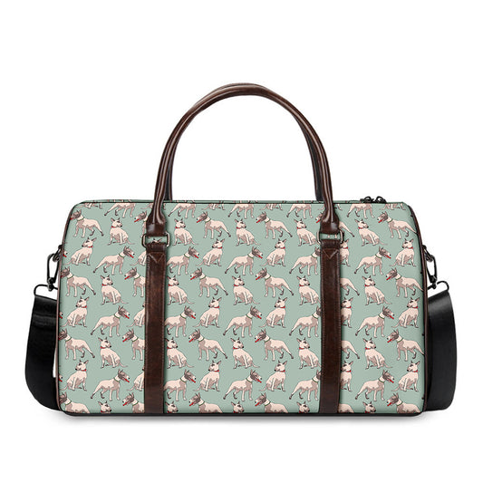 Laurel Green Bull Terrier Pattern Print Duffle Bag