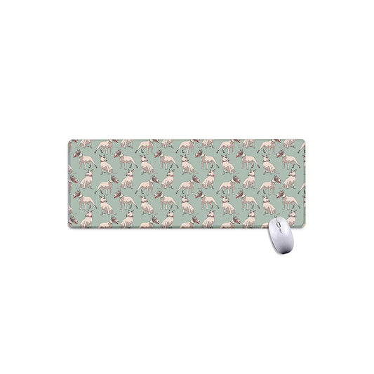 Laurel Green Bull Terrier Pattern Print Extended Mouse Pad