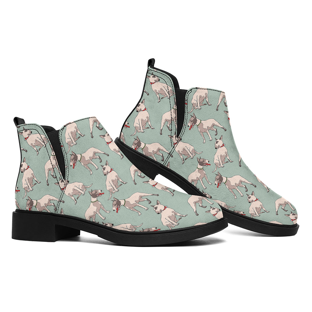 Laurel Green Bull Terrier Pattern Print Flat Ankle Boots