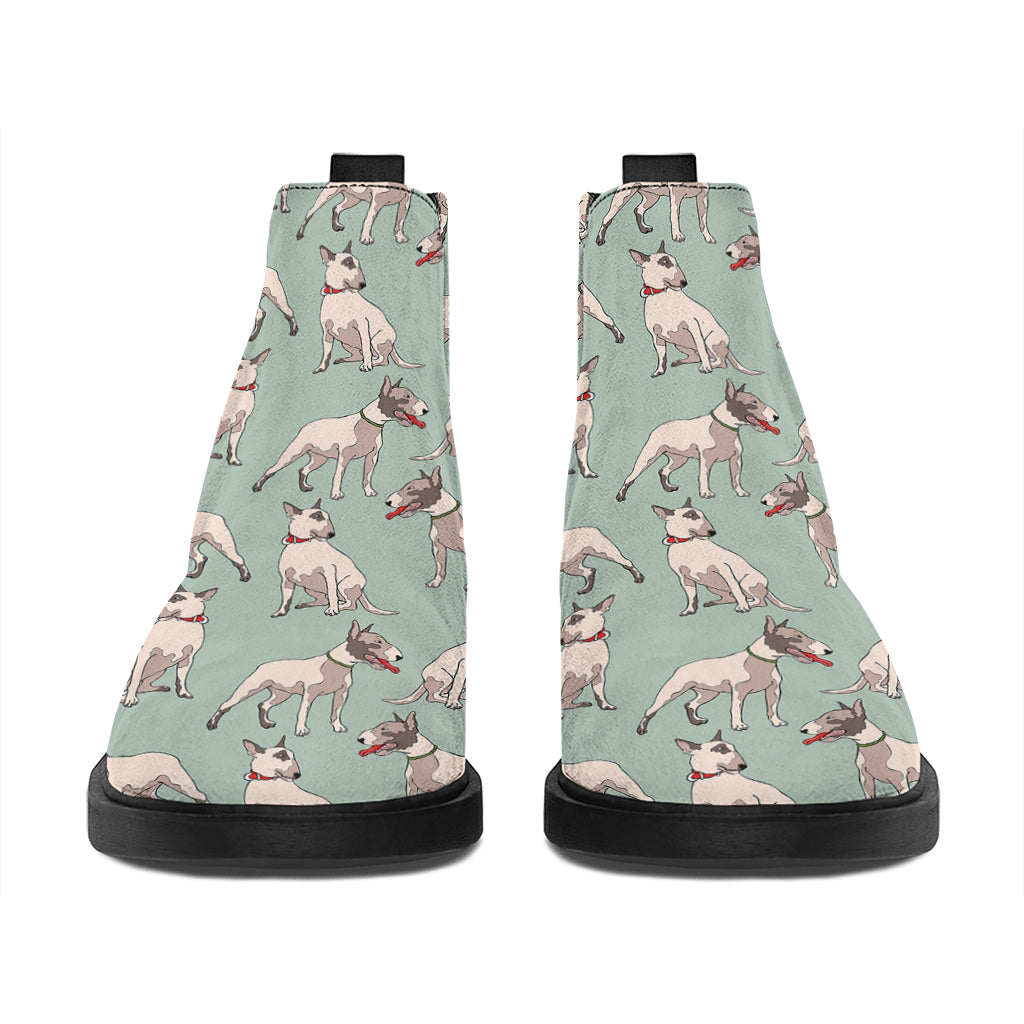 Laurel Green Bull Terrier Pattern Print Flat Ankle Boots