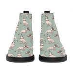 Laurel Green Bull Terrier Pattern Print Flat Ankle Boots