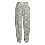 Laurel Green Bull Terrier Pattern Print Fleece Lined Knit Pants