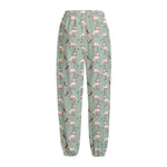 Laurel Green Bull Terrier Pattern Print Fleece Lined Knit Pants