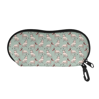 Laurel Green Bull Terrier Pattern Print Glasses Case