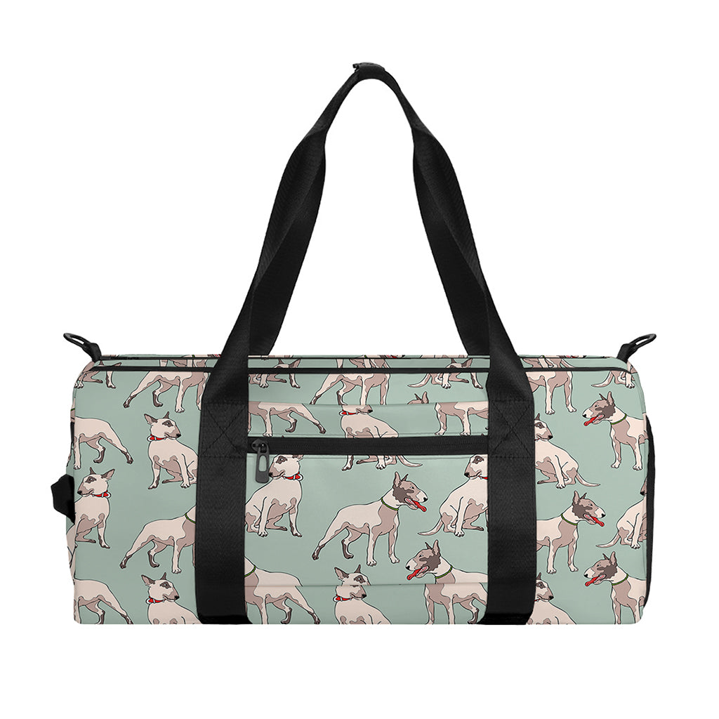 Laurel Green Bull Terrier Pattern Print Gym Bag