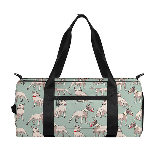 Laurel Green Bull Terrier Pattern Print Gym Bag