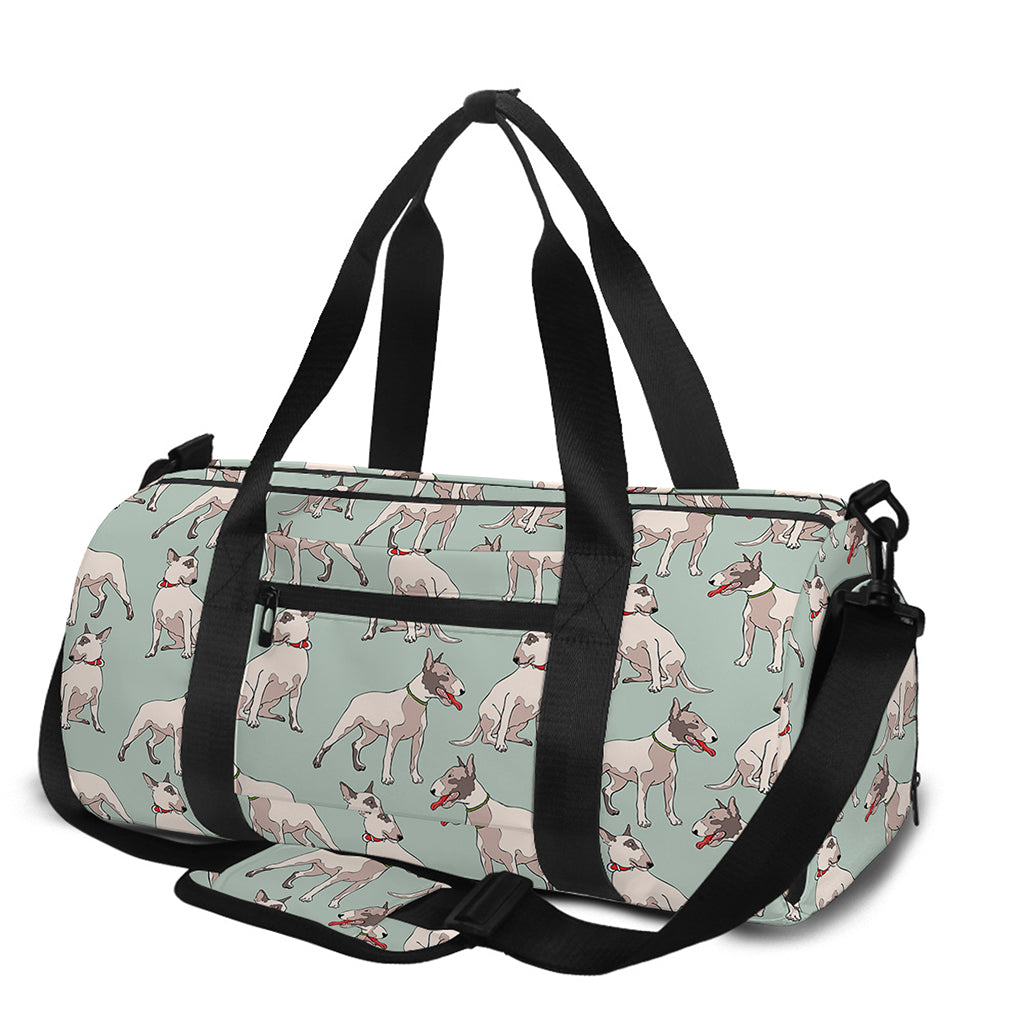 Laurel Green Bull Terrier Pattern Print Gym Bag