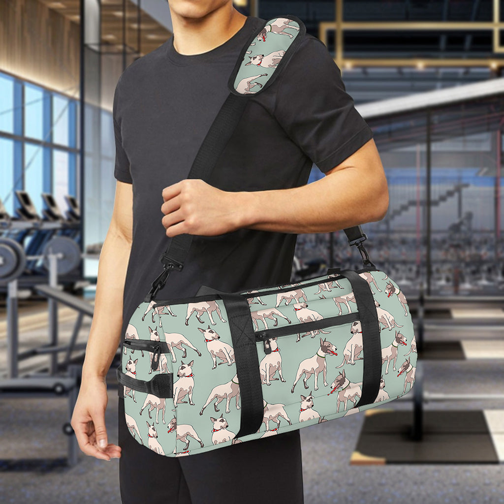 Laurel Green Bull Terrier Pattern Print Gym Bag