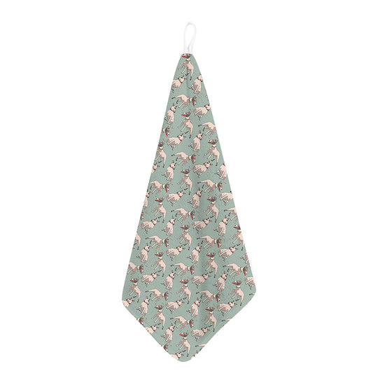 Laurel Green Bull Terrier Pattern Print Hand Towel