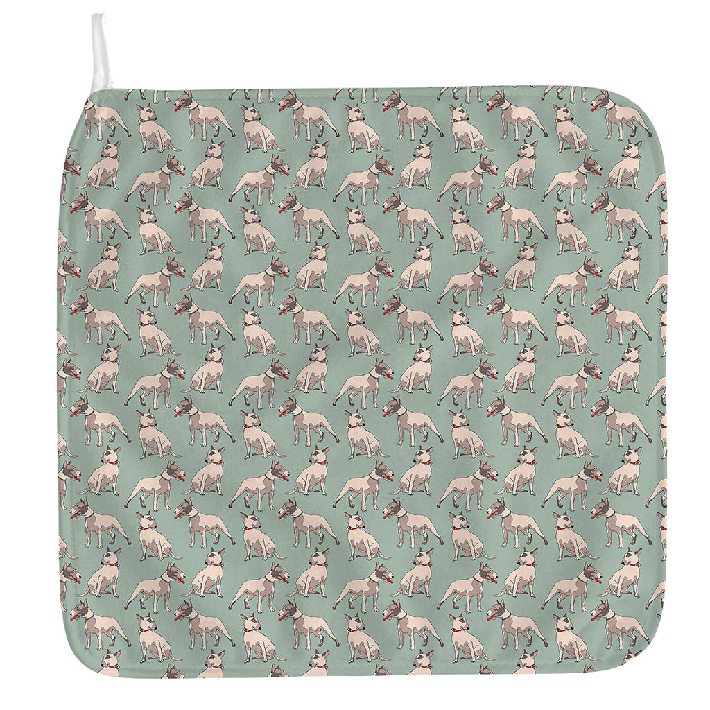 Laurel Green Bull Terrier Pattern Print Hand Towel