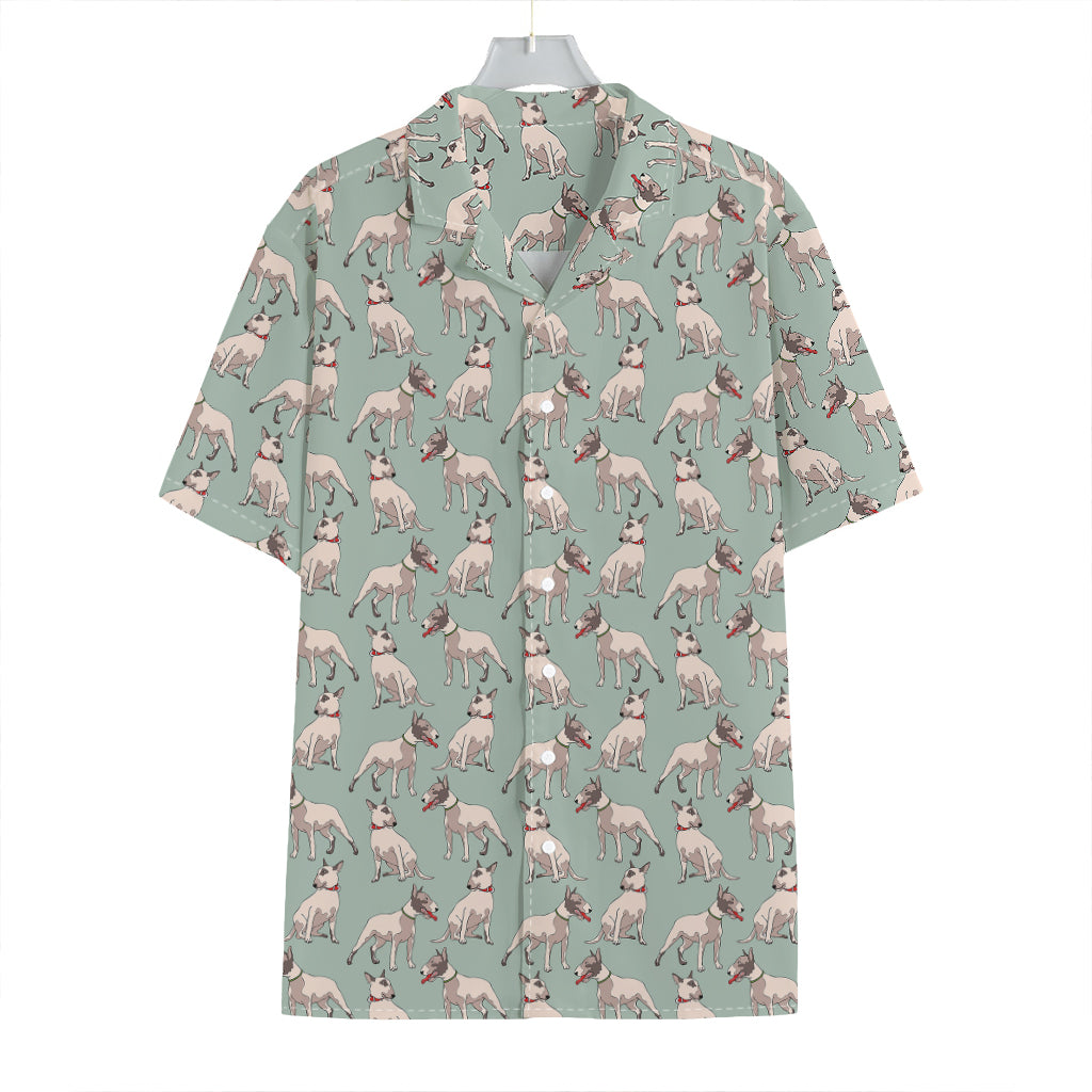 Laurel Green Bull Terrier Pattern Print Hawaiian Shirt