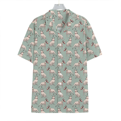 Laurel Green Bull Terrier Pattern Print Hawaiian Shirt